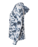MV Sport W1162 Women’s Courtney Burnout V-Notch Hooded Sweatshirt #color_Navy Tie Dye
