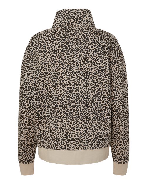 MV Sport W22713 Women's Sueded Fleece Quarter-Zip Sweatshirt #color_Atmosphere/ Black Leopard