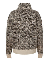 MV Sport W22713 Women's Sueded Fleece Quarter-Zip Sweatshirt #color_Atmosphere/ Black Leopard