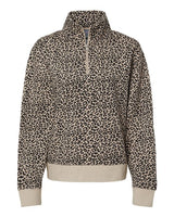 MV Sport W22713 Women's Sueded Fleece Quarter-Zip Sweatshirt #color_Atmosphere/ Black Leopard