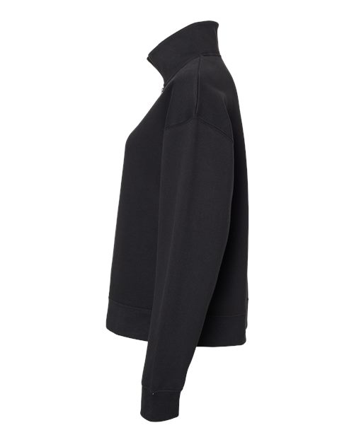 MV Sport W22713 Women's Sueded Fleece Quarter-Zip Sweatshirt #color_Black