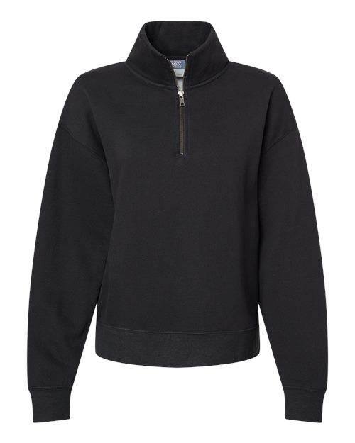 MV Sport W22713 Women's Sueded Fleece Quarter-Zip Sweatshirt #color_Black