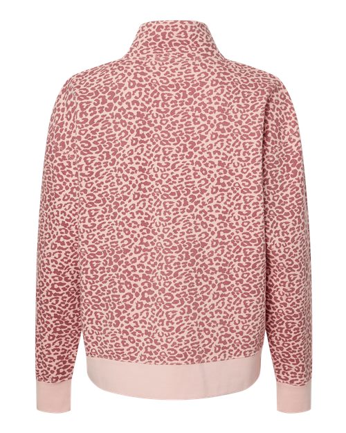 MV Sport W22713 Women's Sueded Fleece Quarter-Zip Sweatshirt #color_Cameo Pink/ Orchid Ice Leopard