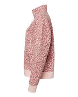 MV Sport W22713 Women's Sueded Fleece Quarter-Zip Sweatshirt #color_Cameo Pink/ Orchid Ice Leopard