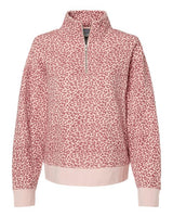 MV Sport W22713 Women's Sueded Fleece Quarter-Zip Sweatshirt #color_Cameo Pink/ Orchid Ice Leopard
