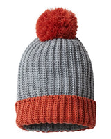 Richardson 143R Chunky Cable Beanie #color_Heather Grey/ Rust