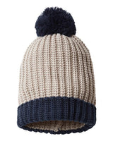 Richardson 143R Chunky Cable Beanie #color_Stone/ Navy