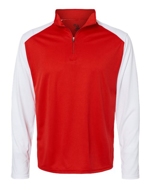 Badger 4231 Breakout Quarter-Zip Pullover #color_Red/ White