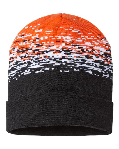 CAP AMERICA RKS12 USA-Made Static Cuffed Beanie #color_Black/ White/ Deep Orange