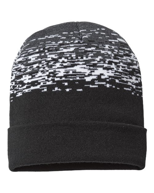 CAP AMERICA RKS12 USA-Made Static Cuffed Beanie #color_Black/ White/ Dark Heather