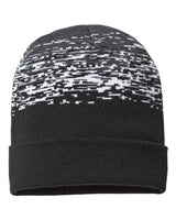 CAP AMERICA RKS12 USA-Made Static Cuffed Beanie #color_Black/ White/ Dark Heather