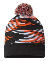 CAP AMERICA RKB12 USA-Made Bar Beanie #color_Black/ Deep Orange/ White