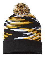 CAP AMERICA RKB12 USA-Made Bar Beanie #color_Black/ Gold/ White