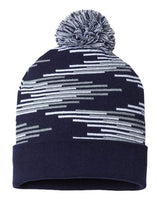 CAP AMERICA RKB12 USA-Made Bar Beanie #color_True Navy/ Heather/ White