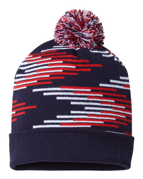 CAP AMERICA RKB12 USA-Made Bar Beanie #color_True Navy/ True Red/ White