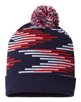 CAP AMERICA RKB12 USA-Made Bar Beanie #color_True Navy/ True Red/ White