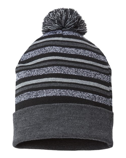 CAP AMERICA RKL12 USA-Made Striped Beanie #color_Black