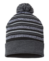 CAP AMERICA RKL12 USA-Made Striped Beanie #color_Black