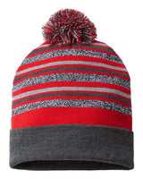 CAP AMERICA RKL12 USA-Made Striped Beanie #color_True Red