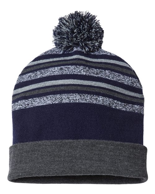 CAP AMERICA RKL12 USA-Made Striped Beanie #color_True Navy