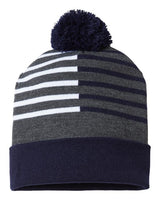 CAP AMERICA RKH12 USA-Made Half Color Beanie #color_True Navy/ White