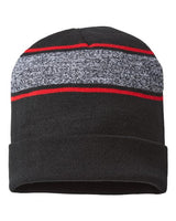CAP AMERICA RKV12 USA-Made Variegated Striped Cuffed Beanie #color_Black/ True Red