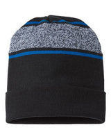 CAP AMERICA RKV12 USA-Made Variegated Striped Cuffed Beanie #color_Black/ True Royal