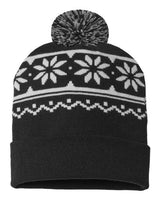 CAP AMERICA RKF12 USA-Made Snowflake Beanie #color_Black/ White