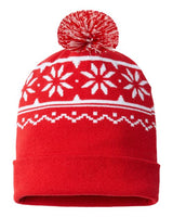 CAP AMERICA RKF12 USA-Made Snowflake Beanie #color_True Red/ White