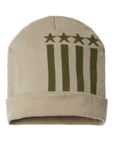 CAP AMERICA RK12 USA-Made Patriotic Cuffed Beanie #color_Khaki/ Olive Stars