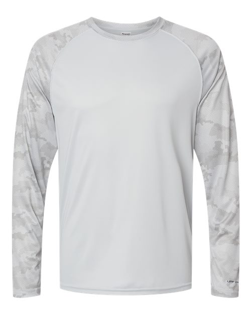 Paragon 216P Cayman Performance Camo Colorblocked Long Sleeve T-Shirt #color_Aluminum