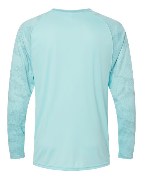 Paragon 216P Cayman Performance Camo Colorblocked Long Sleeve T-Shirt #color_Aqua Blue