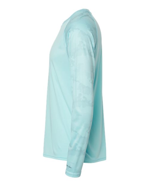 Paragon 216P Cayman Performance Camo Colorblocked Long Sleeve T-Shirt #color_Aqua Blue