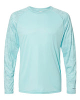 Paragon 216P Cayman Performance Camo Colorblocked Long Sleeve T-Shirt #color_Aqua Blue