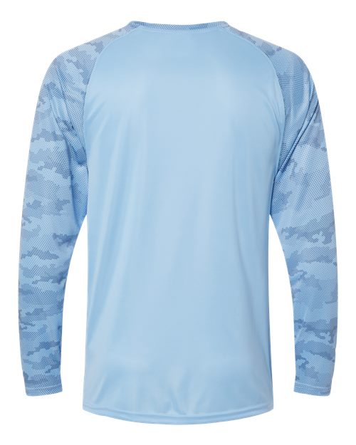 Paragon 216P Cayman Performance Camo Colorblocked Long Sleeve T-Shirt #color_Blue Mist