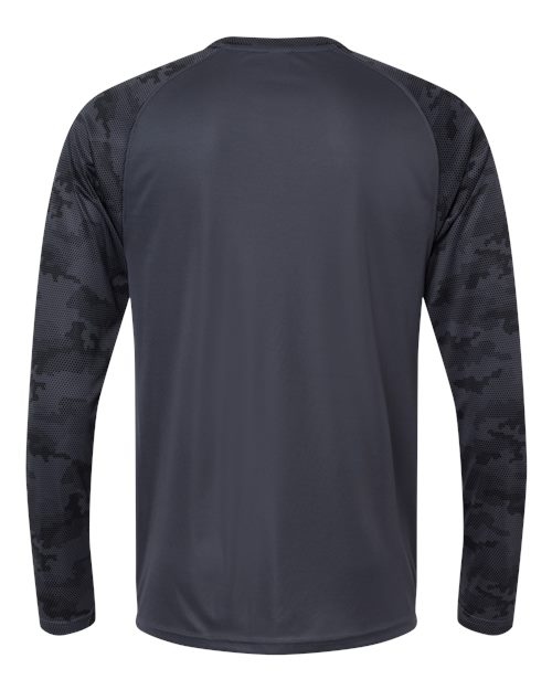 Paragon 216P Cayman Performance Camo Colorblocked Long Sleeve T-Shirt #color_Graphite