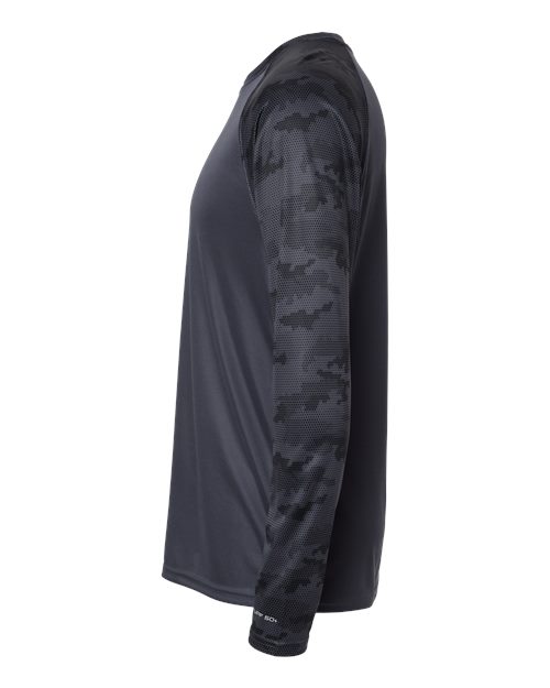 Paragon 216P Cayman Performance Camo Colorblocked Long Sleeve T-Shirt #color_Graphite