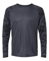 Paragon 216P Cayman Performance Camo Colorblocked Long Sleeve T-Shirt #color_Graphite