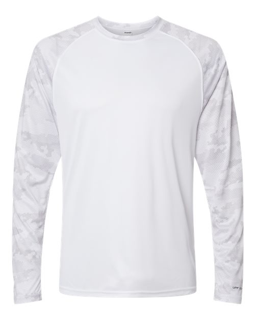 Paragon 216P Cayman Performance Camo Colorblocked Long Sleeve T-Shirt #color_White