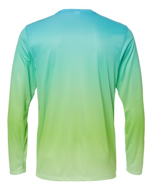 Paragon 225 Barbados Performance Pin Dot Long Sleeve T-Shirt #color_Aqua Blue/ Light Lime