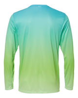 Paragon 225 Barbados Performance Pin Dot Long Sleeve T-Shirt #color_Aqua Blue/ Light Lime