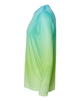 Paragon 225 Barbados Performance Pin Dot Long Sleeve T-Shirt #color_Aqua Blue/ Light Lime