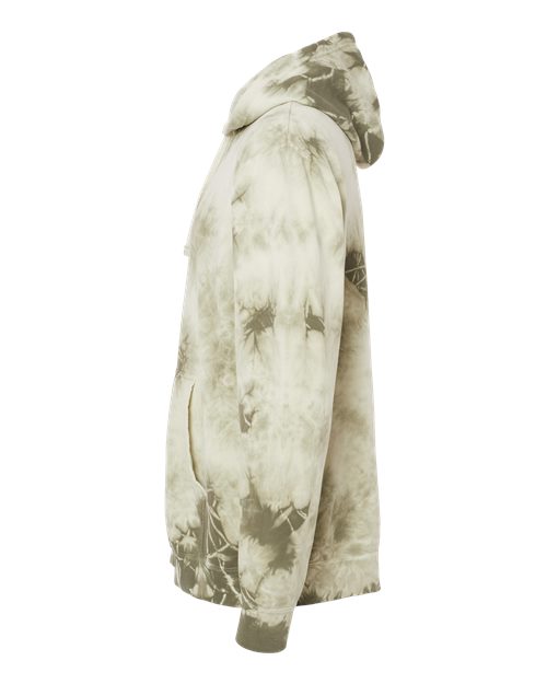 Independent Trading Co. PRM4500TD Midweight Tie-Dyed Hooded Sweatshirt #color_Tie Dye Olive