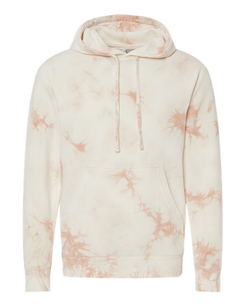 Independent Trading Co. PRM4500TD Midweight Tie-Dyed Hooded Sweatshirt #color_Tie Dye Dusty Pink