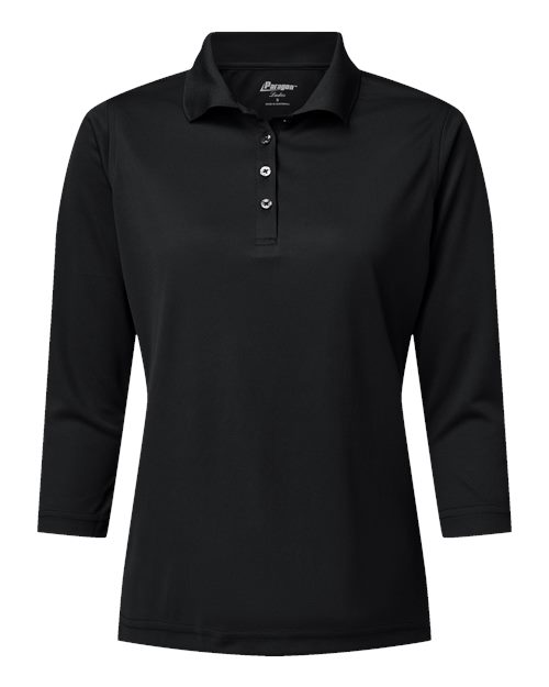 Paragon 120 Women's Lady Palm Three-Quarter Sleeve Polo #color_Black