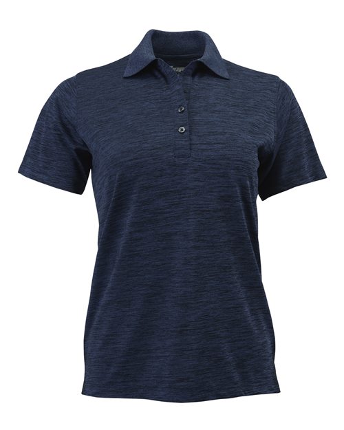Paragon 131 Women's Dakota Striated Heather Polo #color_Deep Blue Heather