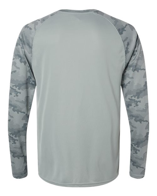 Paragon 216P Cayman Performance Camo Colorblocked Long Sleeve T-Shirt #color_Medium Grey