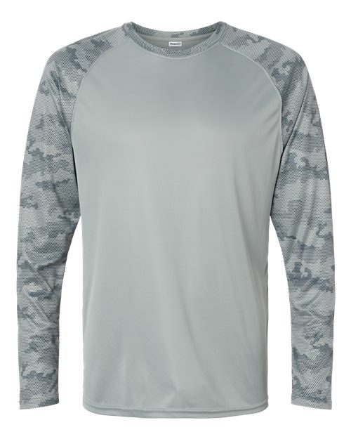 Paragon 216P Cayman Performance Camo Colorblocked Long Sleeve T-Shirt #color_Medium Grey