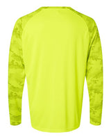 Paragon 216P Cayman Performance Camo Colorblocked Long Sleeve T-Shirt #color_Safety Green