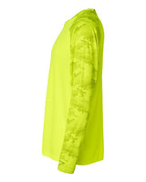 Paragon 216P Cayman Performance Camo Colorblocked Long Sleeve T-Shirt #color_Safety Green